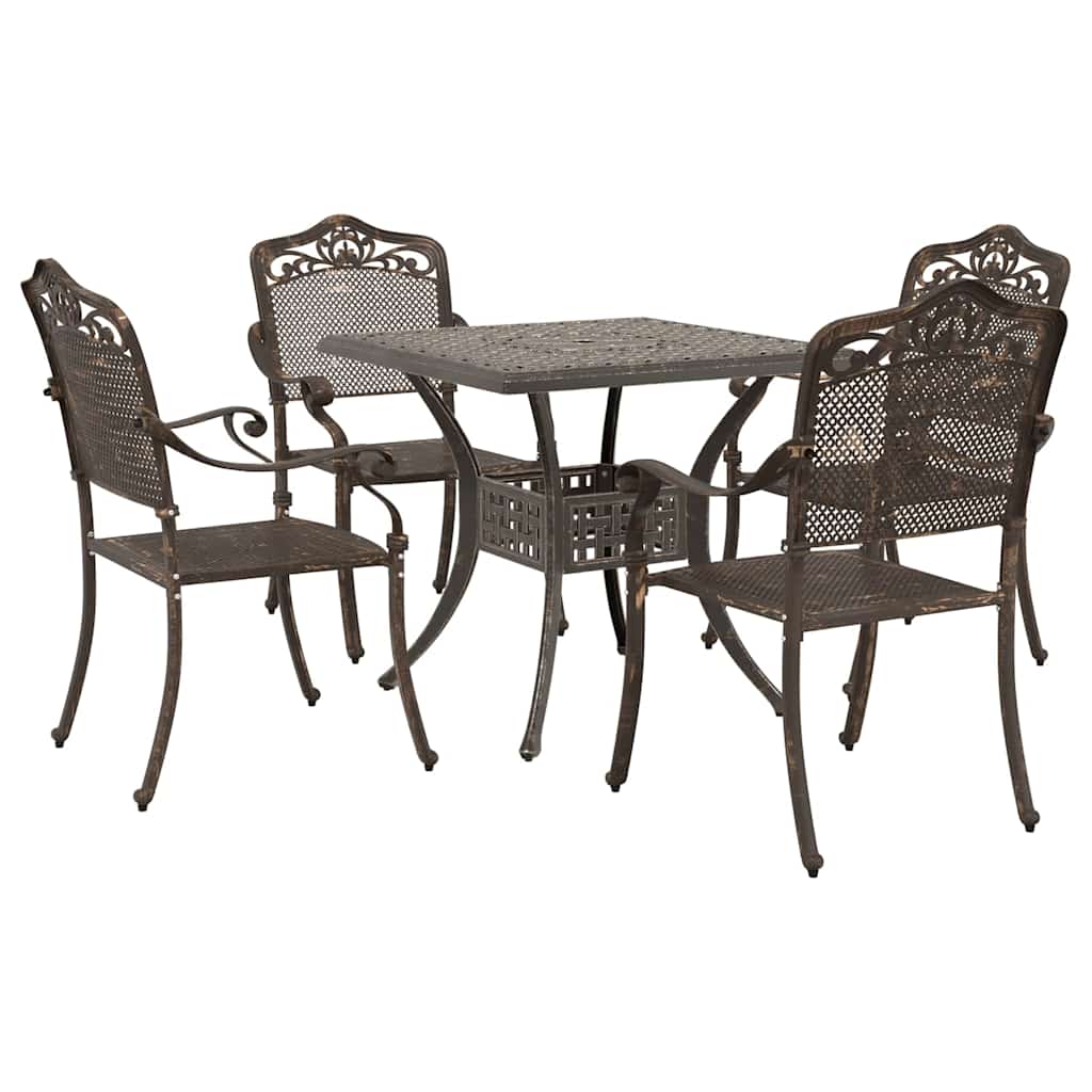 vidaXL Gartentisch Set 5 pcs Bronze 80 x 80 x 75 cm Gussaluminium