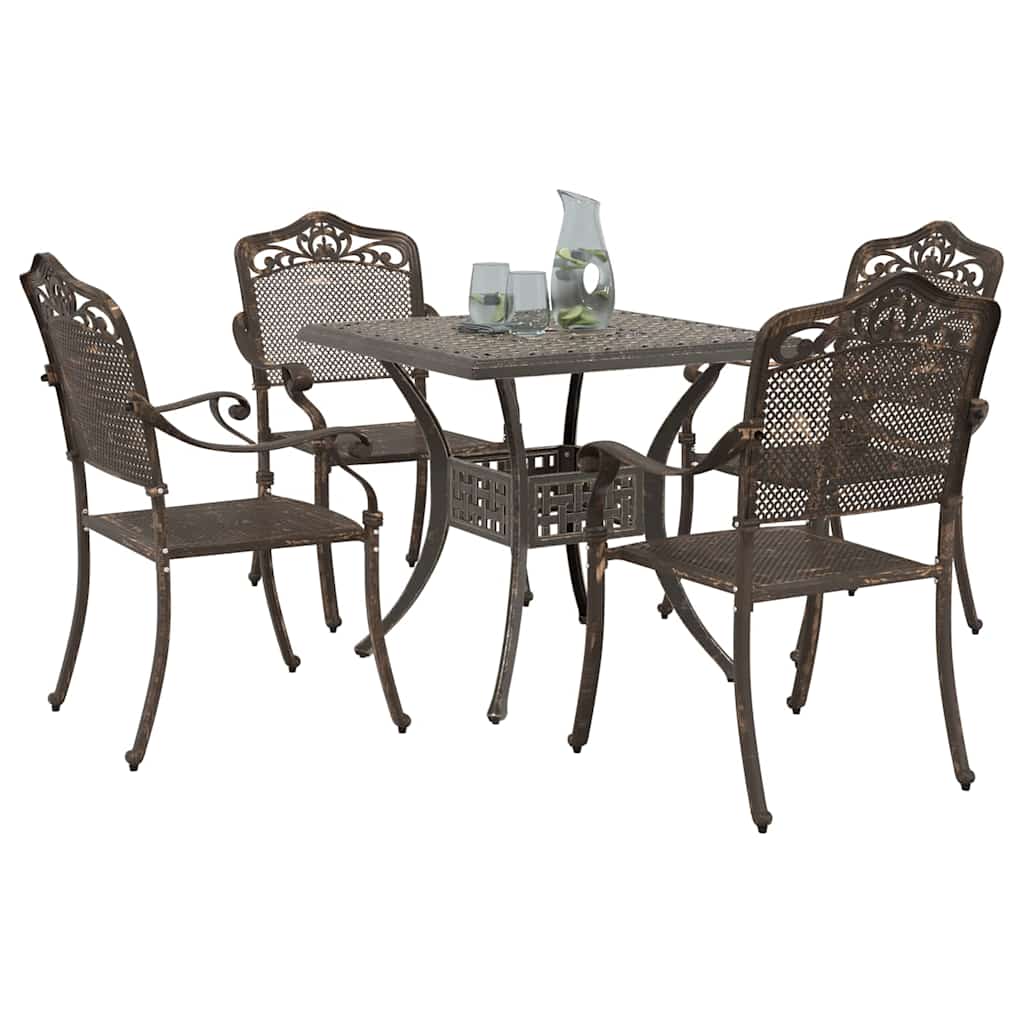 vidaXL Gartentisch Set 5 pcs Bronze 80 x 80 x 75 cm Gussaluminium