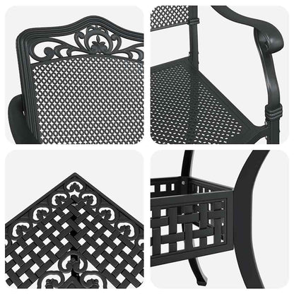 vidaXL Gartentisch Set 5 pcs Schwarz 80 x 80 x 75 cm Gussaluminium