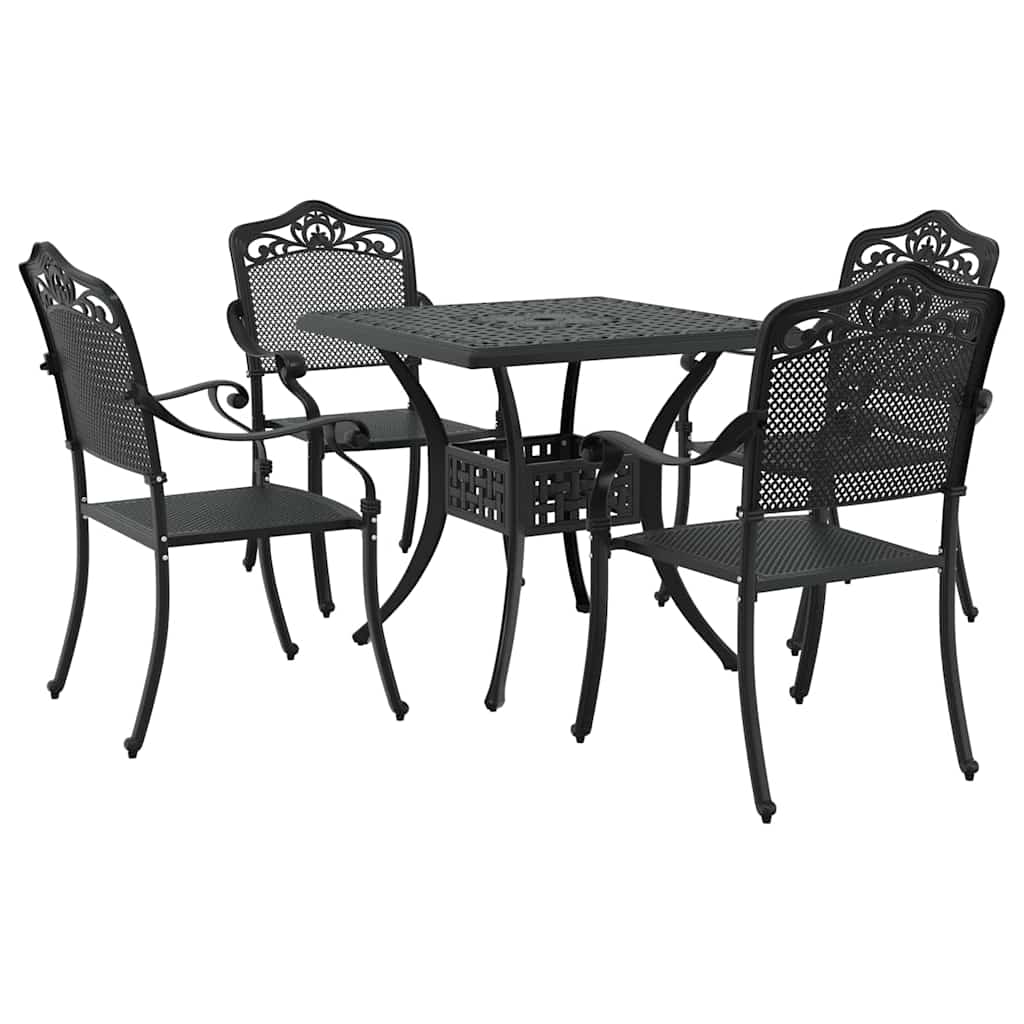 vidaXL Gartentisch Set 5 pcs Schwarz 80 x 80 x 75 cm Gussaluminium
