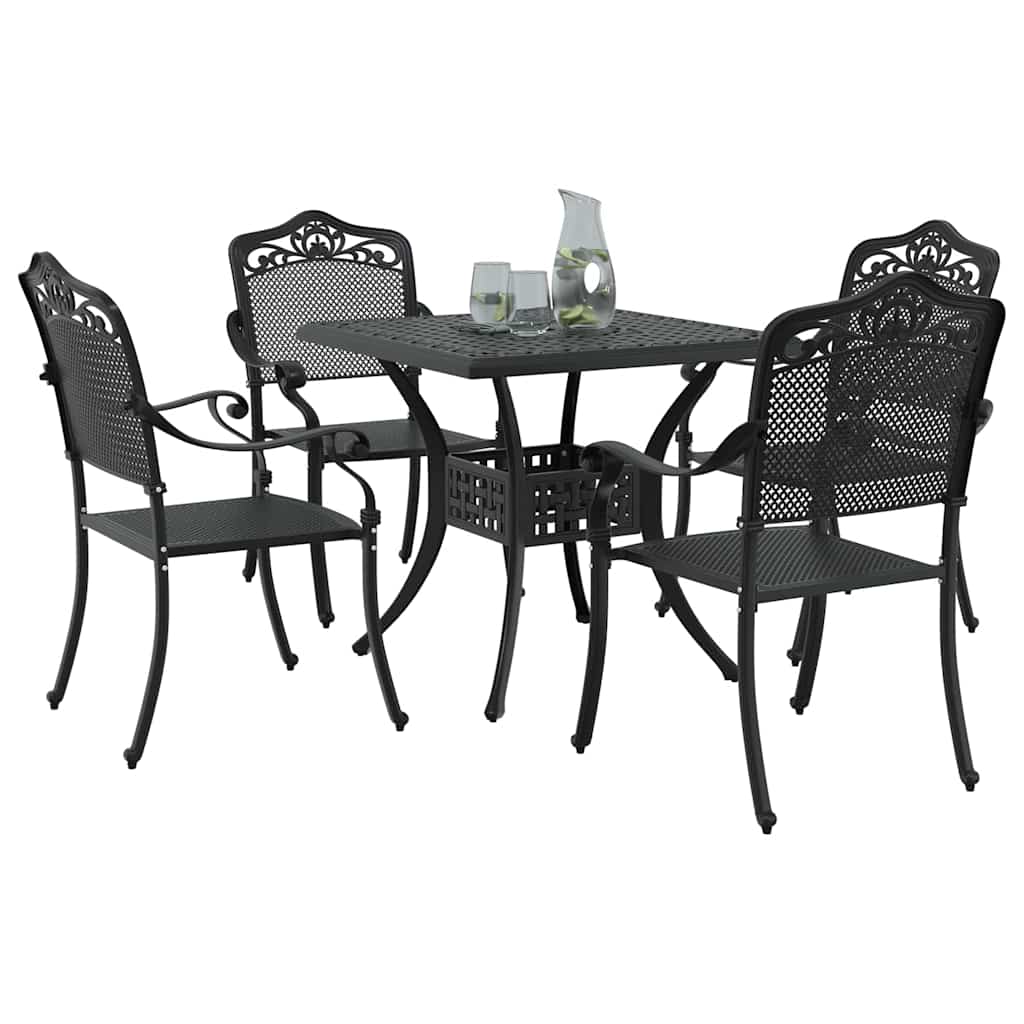 vidaXL Gartentisch Set 5 pcs Schwarz 80 x 80 x 75 cm Gussaluminium