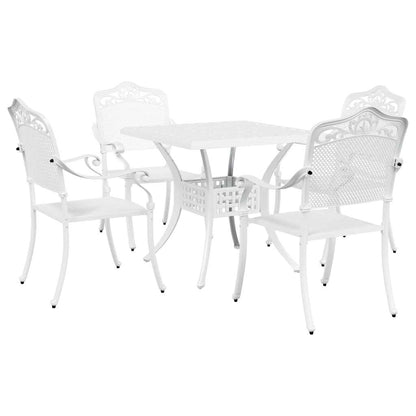 vidaXL Gartentisch Set 5 pcs Weiß 80 x 80 x 75 cm Gussaluminium