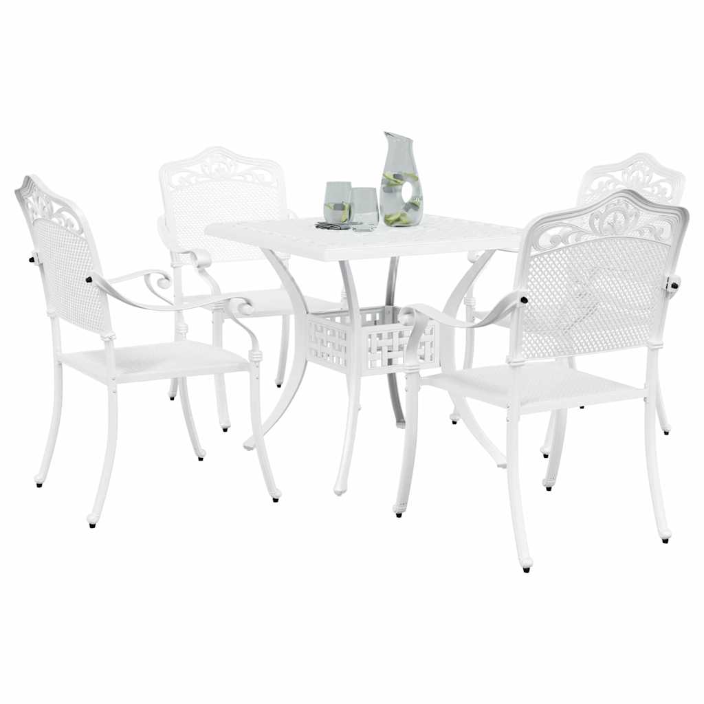 vidaXL Gartentisch Set 5 pcs Weiß 80 x 80 x 75 cm Gussaluminium