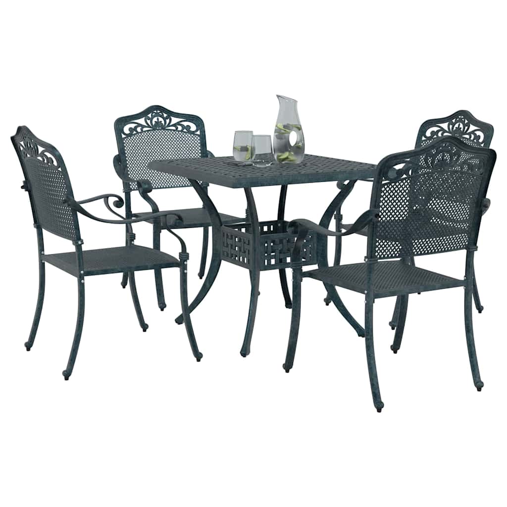 vidaXL Gartentisch Set 5 pcs Grün 80 x 80 x 75 cm Gussaluminium