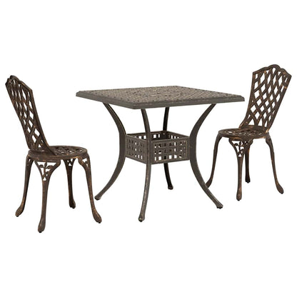 vidaXL Gartentisch Set 3 pcs Bronze 80 x 80 x 75 cm Gussaluminium