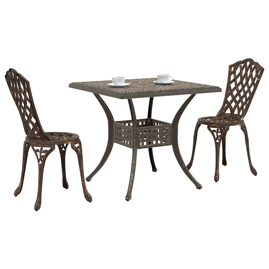 vidaXL Gartentisch Set 3 pcs Bronze 80 x 80 x 75 cm Gussaluminium
