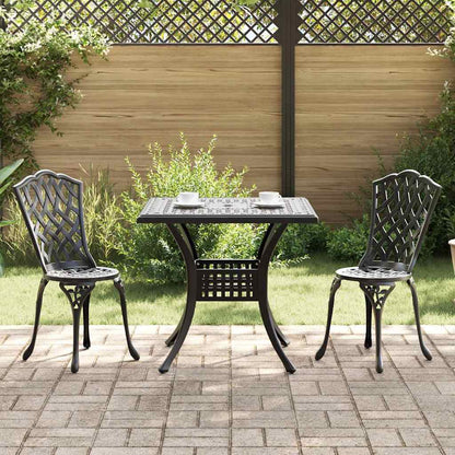 vidaXL Gartentisch Set 3 pcs Schwarz 80 x 80 x 75 cm Gussaluminium