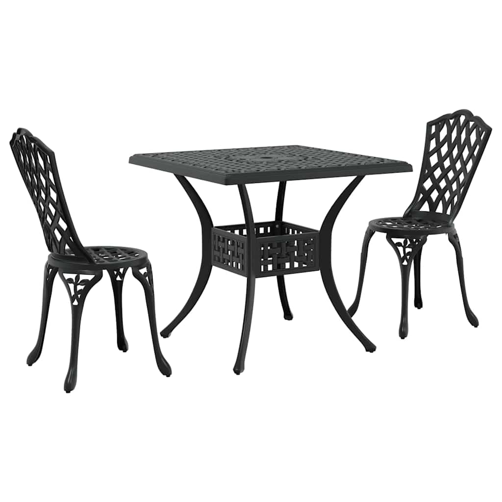 vidaXL Gartentisch Set 3 pcs Schwarz 80 x 80 x 75 cm Gussaluminium