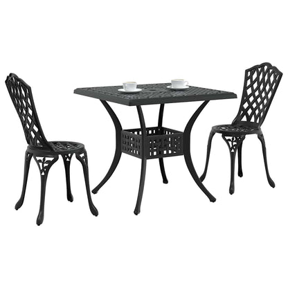 vidaXL Gartentisch Set 3 pcs Schwarz 80 x 80 x 75 cm Gussaluminium