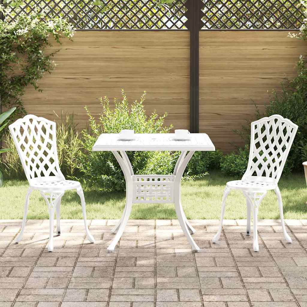 vidaXL Gartentisch Set 3 pcs Weiß 80 x 80 x 75 cm Gussaluminium