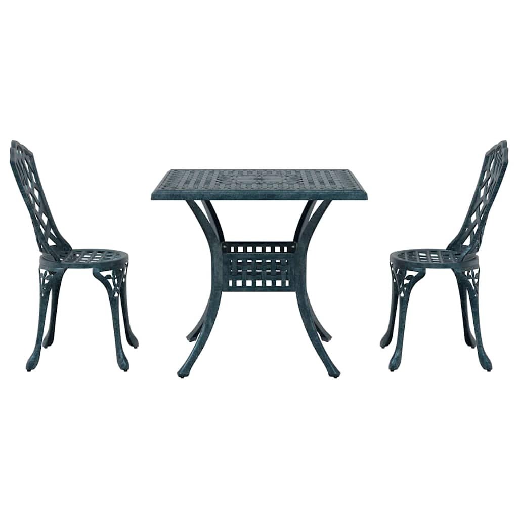 vidaXL Gartentisch Set 3 pcs Grün 80 x 80 x 75 cm Gussaluminium