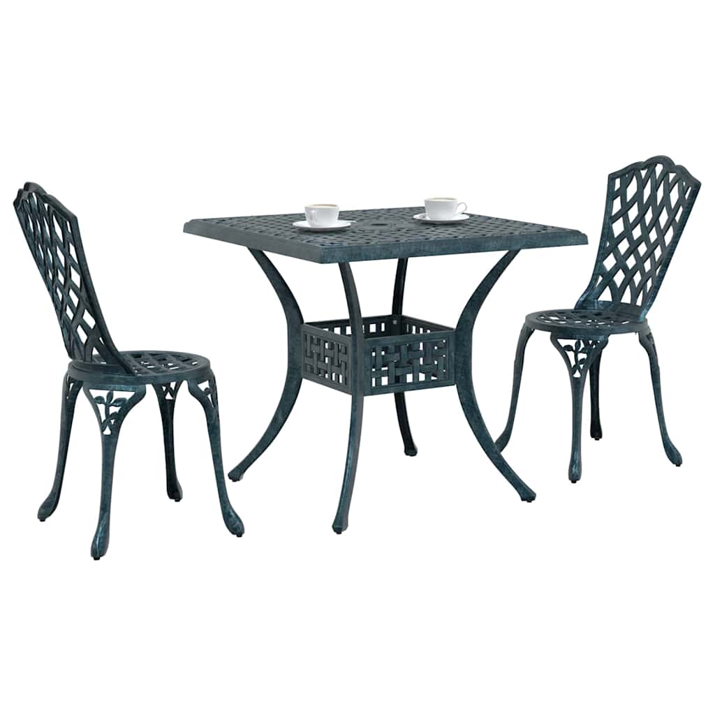 vidaXL Gartentisch Set 3 pcs Grün 80 x 80 x 75 cm Gussaluminium