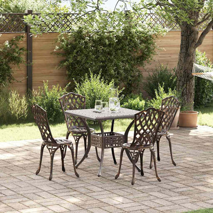 vidaXL Gartentisch Set 5 pcs Bronze 80 x 80 x 75 cm Gussaluminium