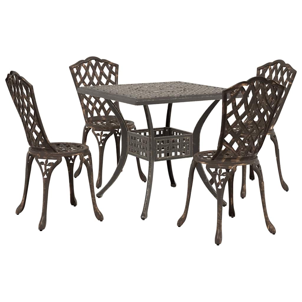 vidaXL Gartentisch Set 5 pcs Bronze 80 x 80 x 75 cm Gussaluminium