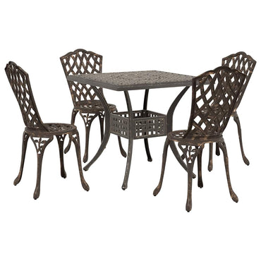 vidaXL Gartentisch Set 5 pcs Bronze 80 x 80 x 75 cm Gussaluminium