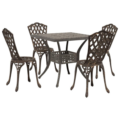 vidaXL Gartentisch Set 5 pcs Bronze 80 x 80 x 75 cm Gussaluminium