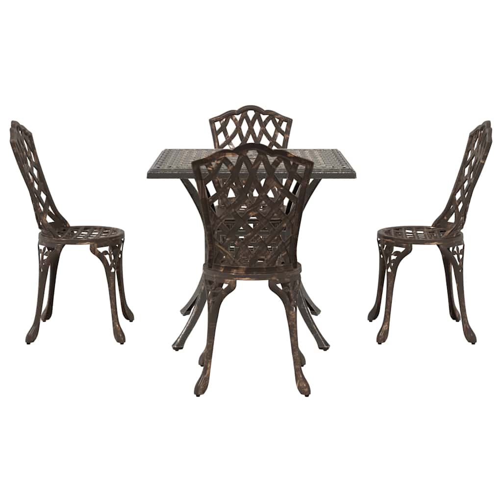vidaXL Gartentisch Set 5 pcs Bronze 80 x 80 x 75 cm Gussaluminium