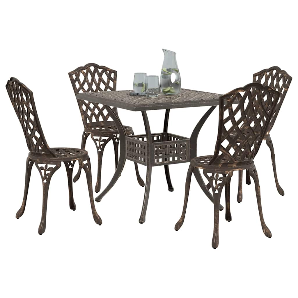 vidaXL Gartentisch Set 5 pcs Bronze 80 x 80 x 75 cm Gussaluminium