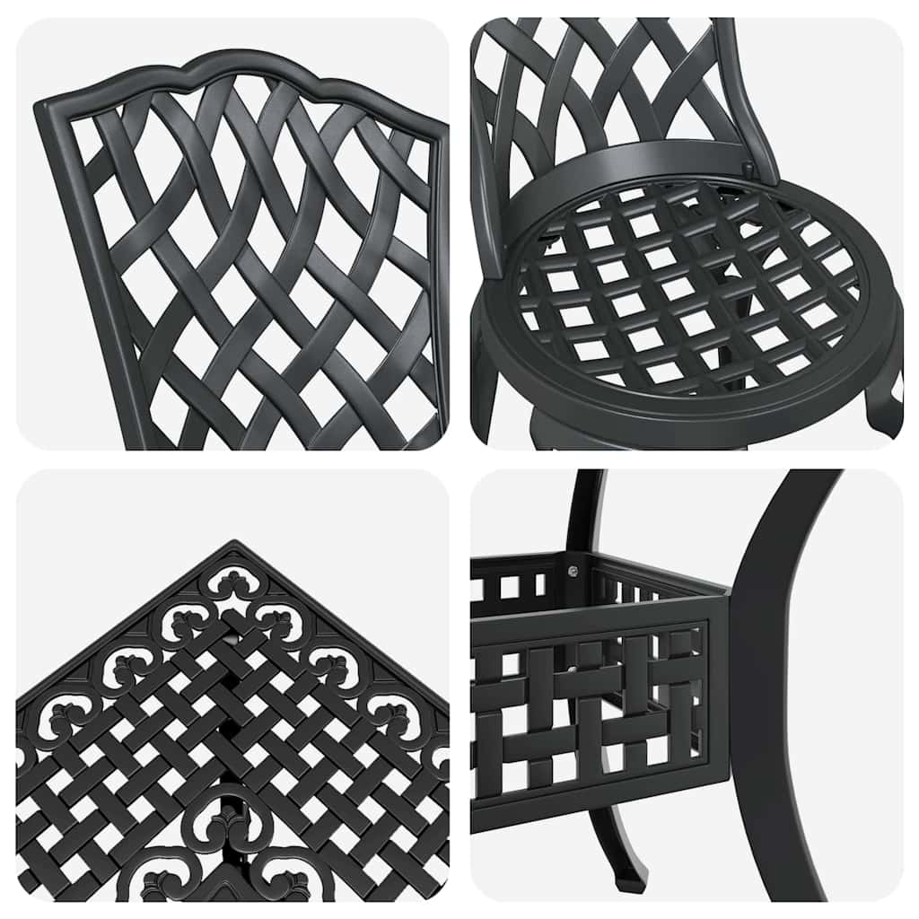 vidaXL Gartentisch Set 5 pcs Schwarz 80 x 80 x 75 cm Gussaluminium