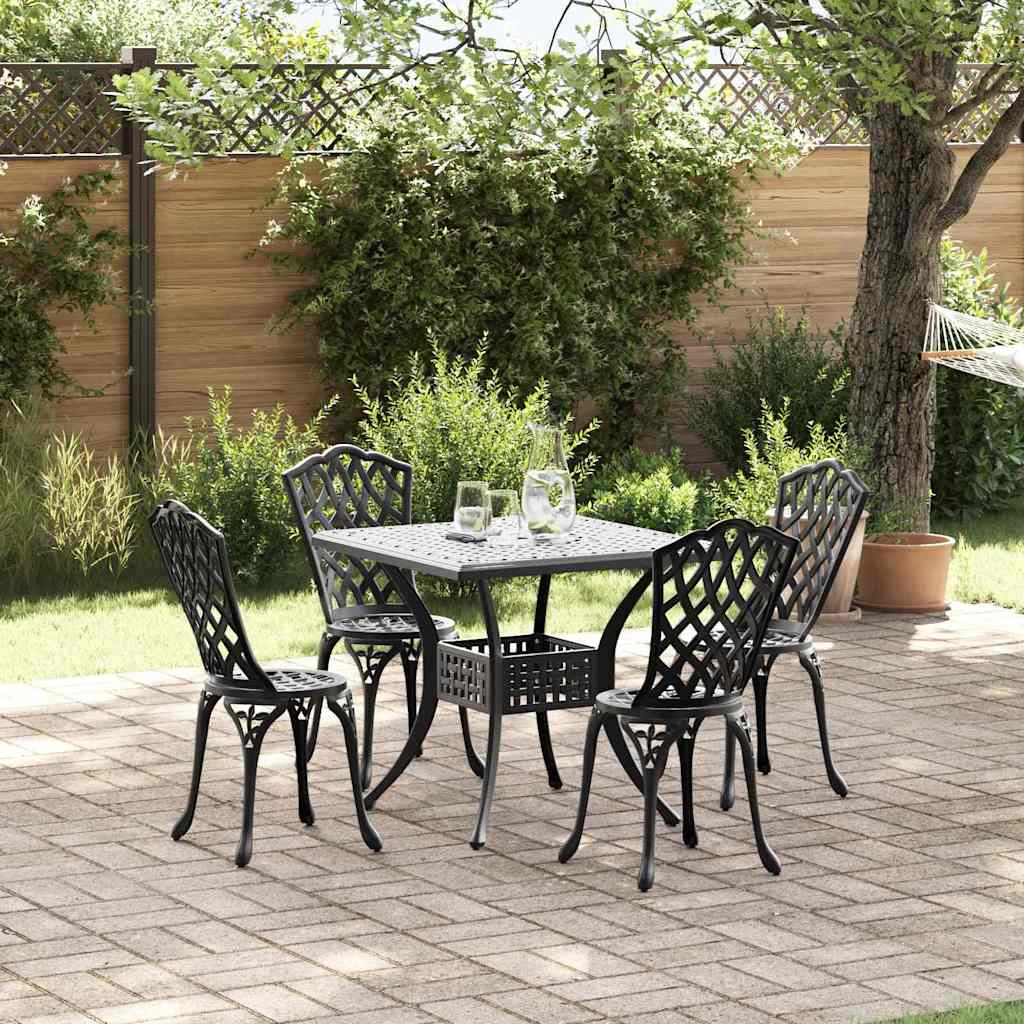 vidaXL Gartentisch Set 5 pcs Schwarz 80 x 80 x 75 cm Gussaluminium