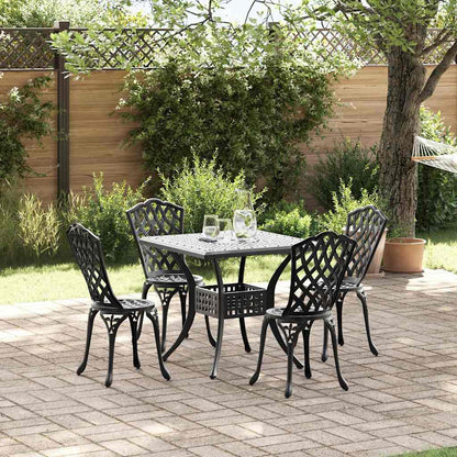 vidaXL Gartentisch Set 5 pcs Schwarz 80 x 80 x 75 cm Gussaluminium