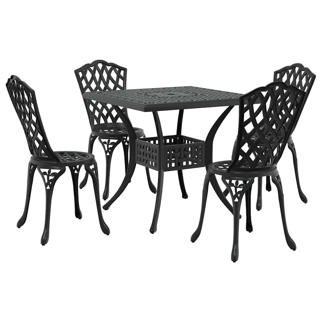 vidaXL Gartentisch Set 5 pcs Schwarz 80 x 80 x 75 cm Gussaluminium