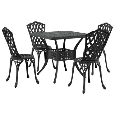 vidaXL Gartentisch Set 5 pcs Schwarz 80 x 80 x 75 cm Gussaluminium