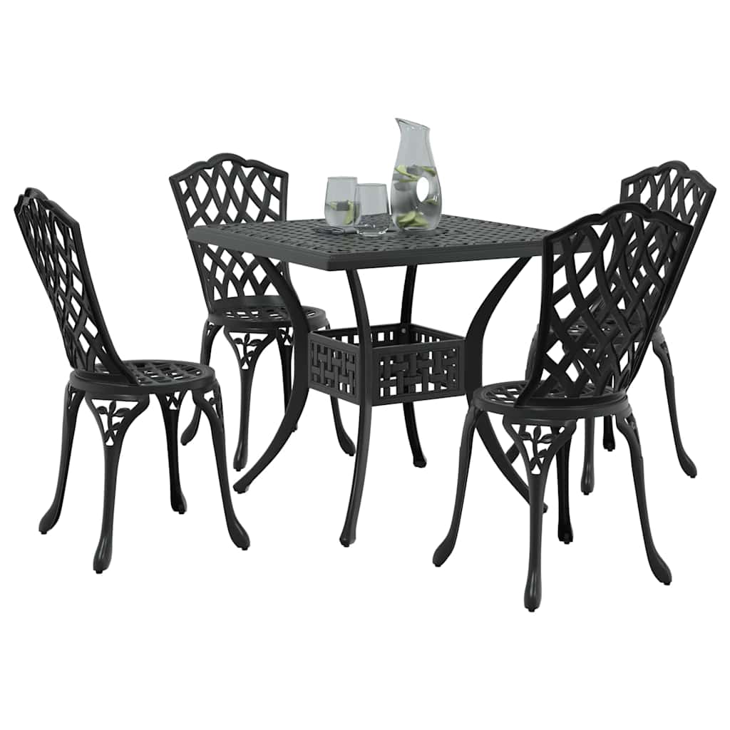 vidaXL Gartentisch Set 5 pcs Schwarz 80 x 80 x 75 cm Gussaluminium