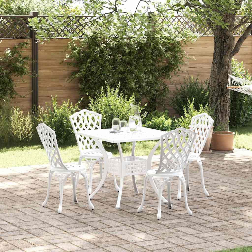 vidaXL Gartentisch Set 5 pcs Weiß 80 x 80 x 75 cm Gussaluminium