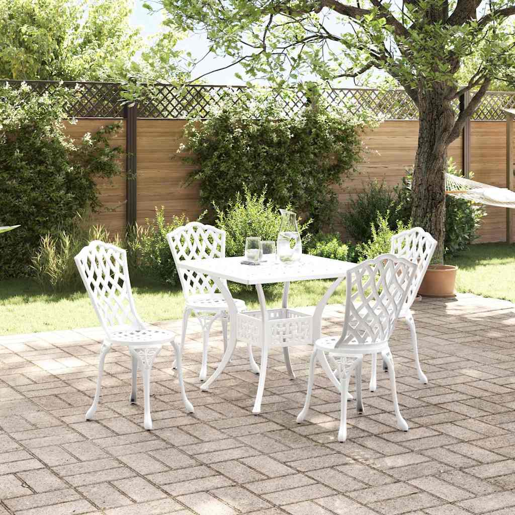 vidaXL Gartentisch Set 5 pcs Weiß 80 x 80 x 75 cm Gussaluminium
