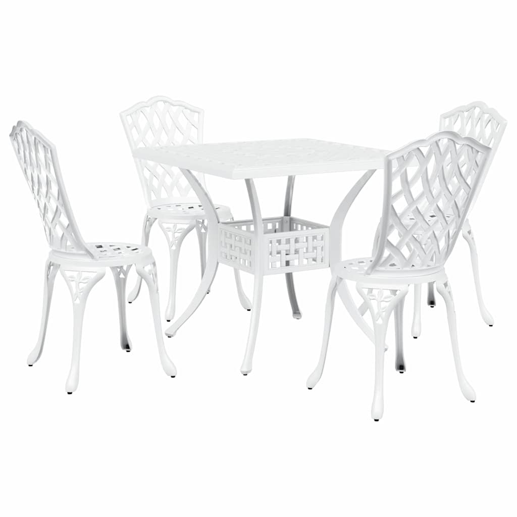 vidaXL Gartentisch Set 5 pcs Weiß 80 x 80 x 75 cm Gussaluminium