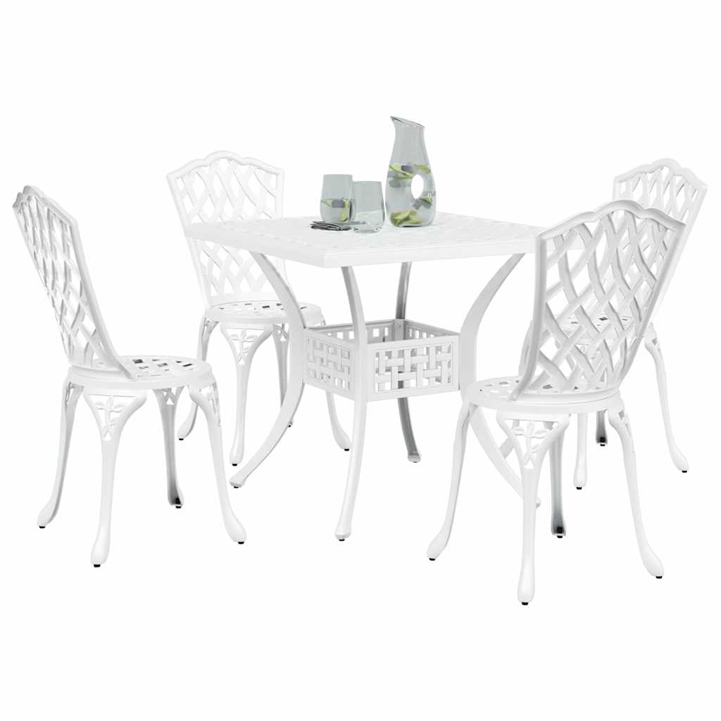 vidaXL Gartentisch Set 5 pcs Weiß 80 x 80 x 75 cm Gussaluminium