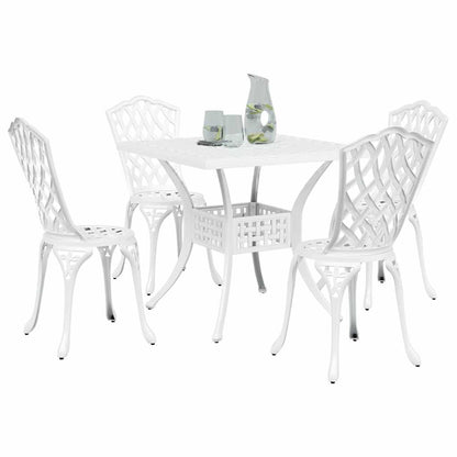 vidaXL Gartentisch Set 5 pcs Weiß 80 x 80 x 75 cm Gussaluminium