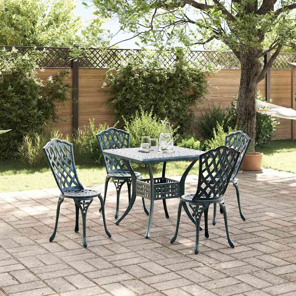 vidaXL Gartentisch Set 5 pcs Grün 80 x 80 x 75 cm Gussaluminium