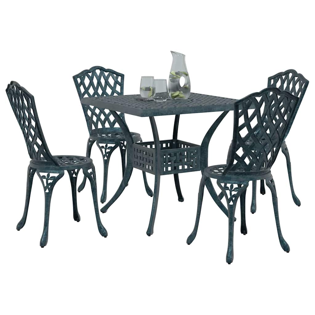 vidaXL Gartentisch Set 5 pcs Grün 80 x 80 x 75 cm Gussaluminium