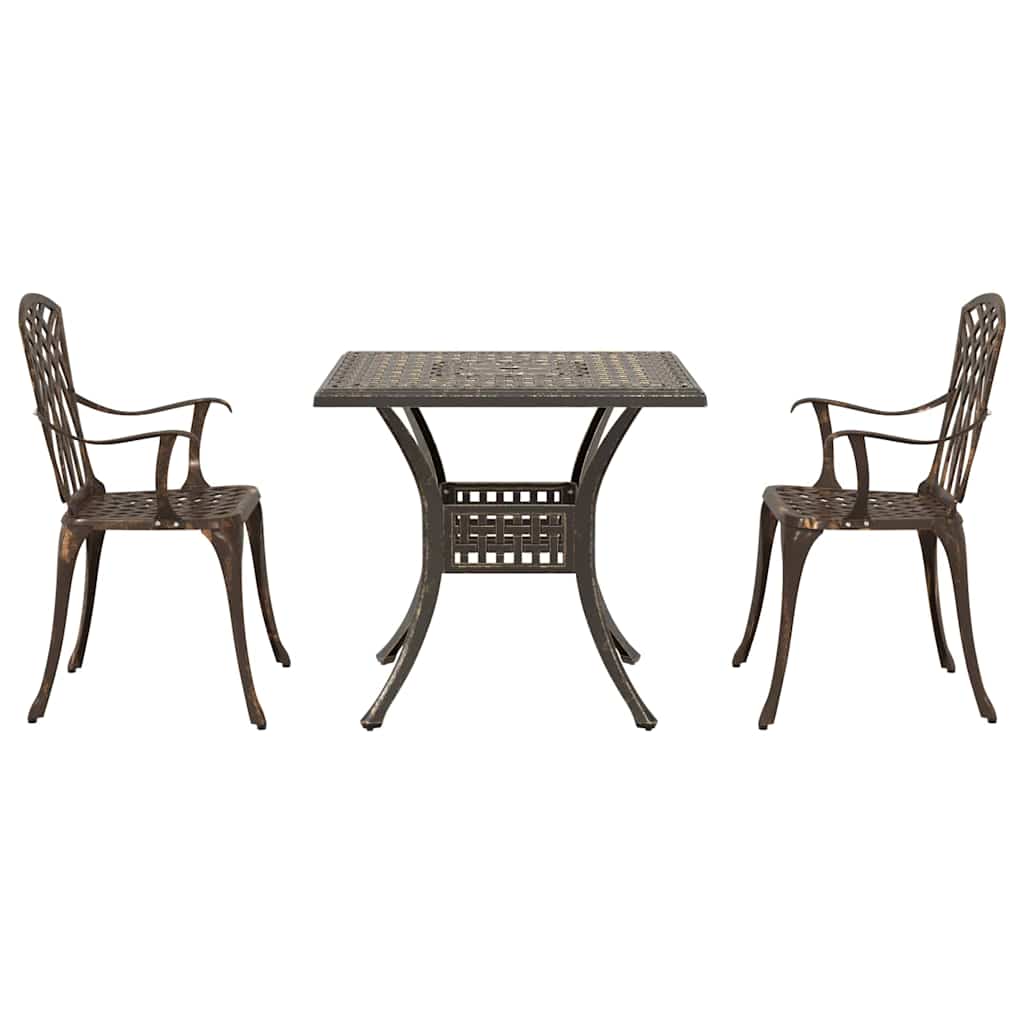 vidaXL Gartentisch Set 3 pcs Bronze Gussaluminium