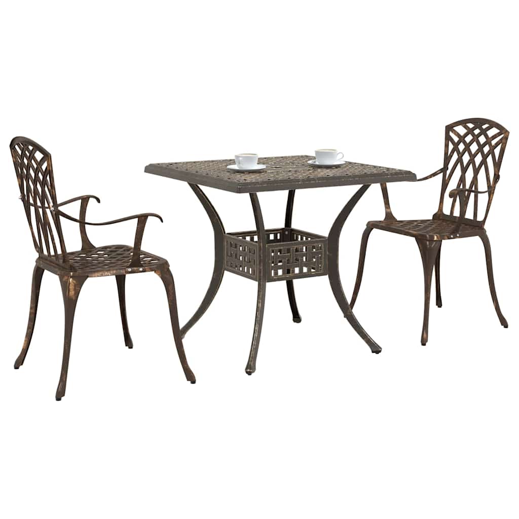 vidaXL Gartentisch Set 3 pcs Bronze Gussaluminium