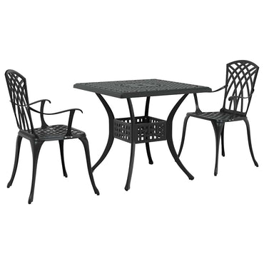 vidaXL Gartentisch Set 3 pcs Schwarz 80 x 80 x 75 cm Gussaluminium
