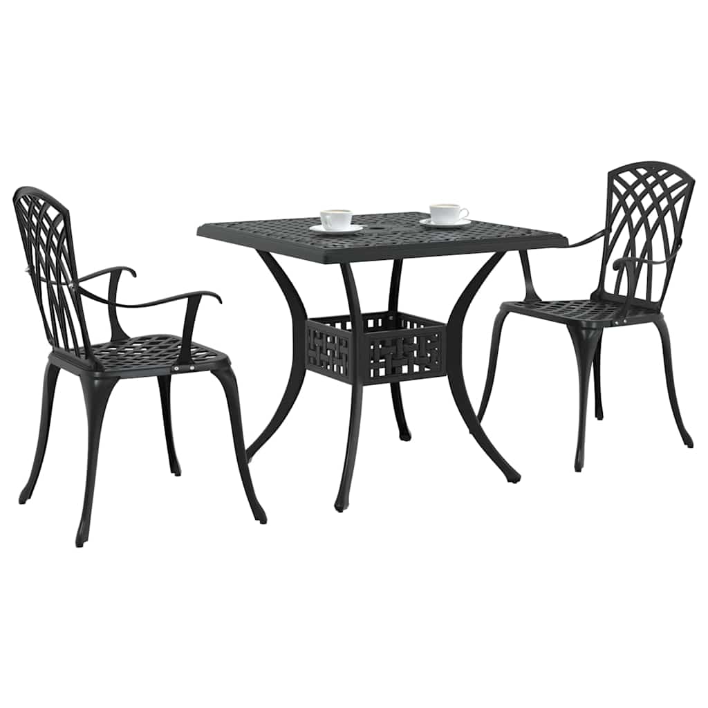 vidaXL Gartentisch Set 3 pcs Schwarz 80 x 80 x 75 cm Gussaluminium