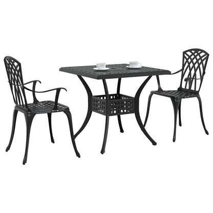 vidaXL Gartentisch Set 3 pcs Schwarz 80 x 80 x 75 cm Gussaluminium