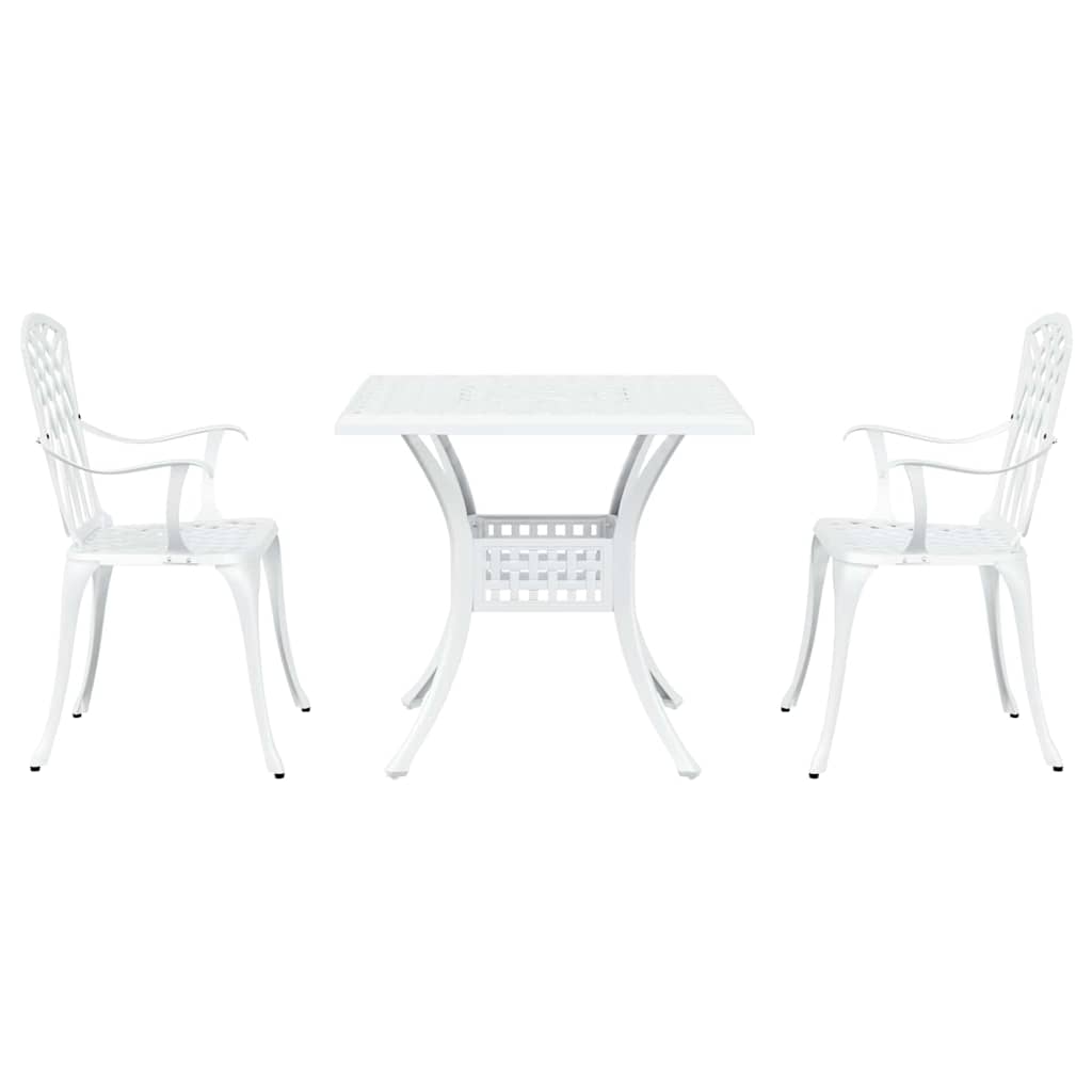 vidaXL Gartentisch Set 3 pcs Weiß 80 x 80 x 75 cm Gussaluminium