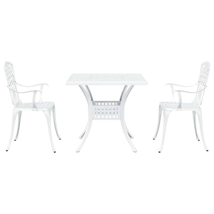 vidaXL Gartentisch Set 3 pcs Weiß 80 x 80 x 75 cm Gussaluminium