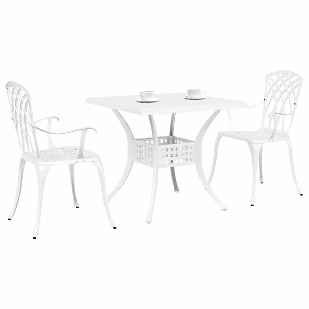vidaXL Gartentisch Set 3 pcs Weiß 80 x 80 x 75 cm Gussaluminium