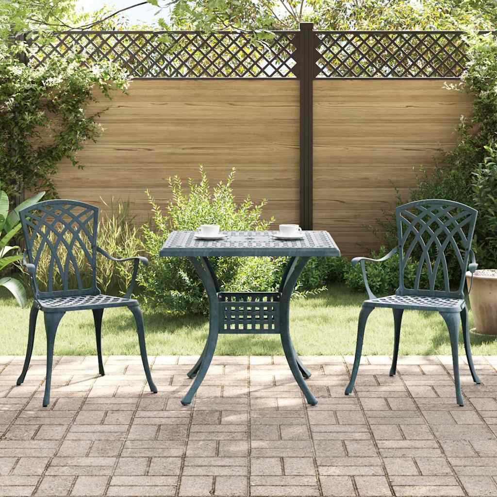 vidaXL Gartentisch Set 3 pcs Grün 80 x 80 x 75 cm Gussaluminium
