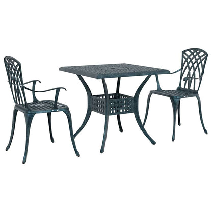 vidaXL Gartentisch Set 3 pcs Grün 80 x 80 x 75 cm Gussaluminium
