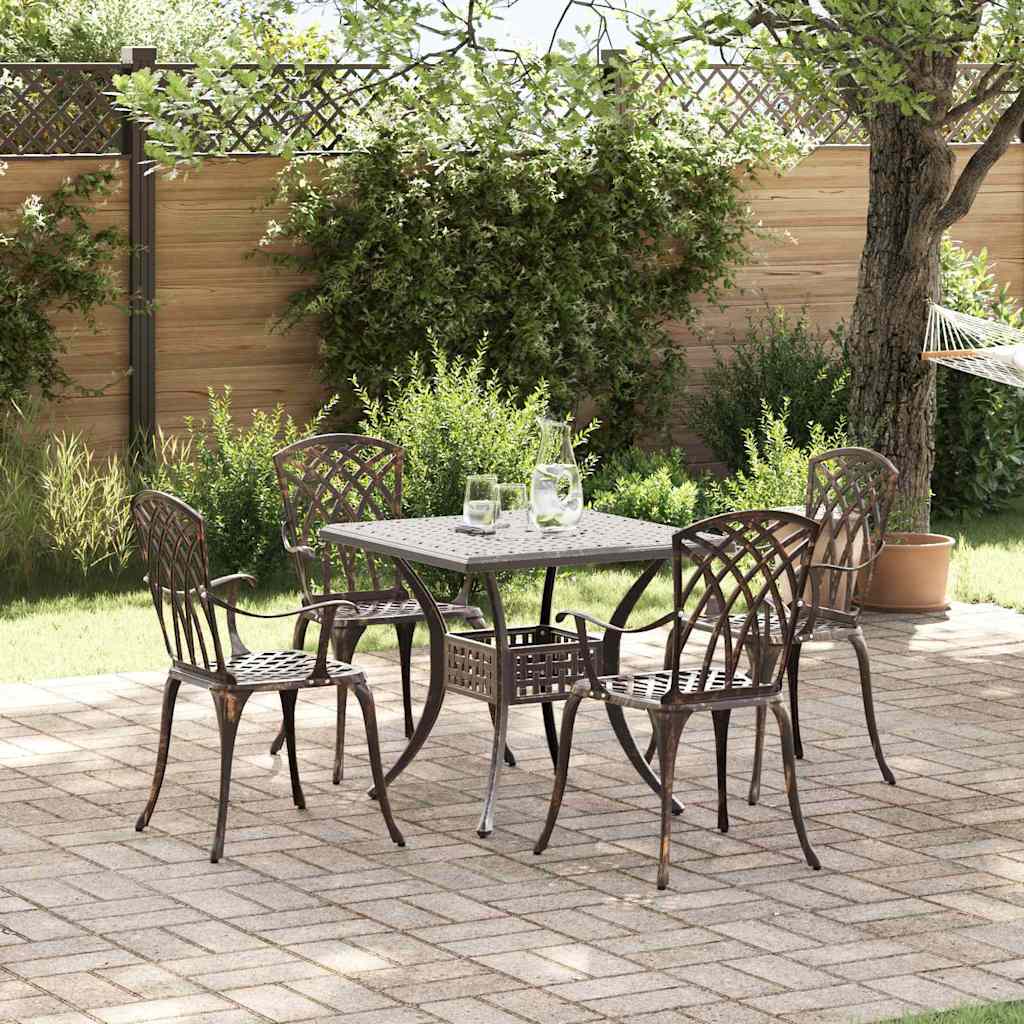vidaXL Set de table et chaises de jardin 5 pcs Bronze Aluminium moulé