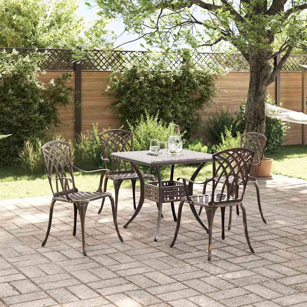vidaXL Set de table et chaises de jardin 5 pcs Bronze Aluminium moulé