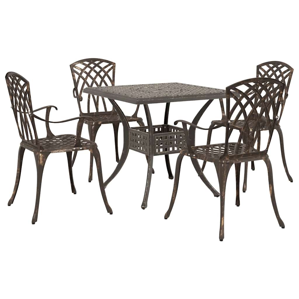 vidaXL Set de table et chaises de jardin 5 pcs Bronze Aluminium moulé