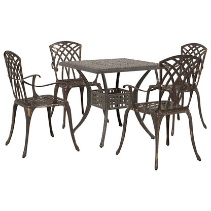 vidaXL Set de table et chaises de jardin 5 pcs Bronze Aluminium moulé