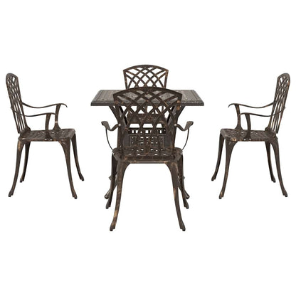 vidaXL Set de table et chaises de jardin 5 pcs Bronze Aluminium moulé